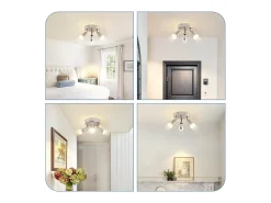 NETTLIFE Plafón-Plafonario LED GU10 - 3 Luces de Techo Redondas Modernas, Luces de Techo de 350° para Cocinas, Pasillos, Habitaciones y Salones - Sin Bombilla, Cromado Plateado