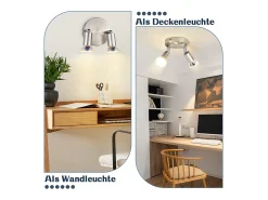 NETTLIFE Plafón-Plafonario LED GU10 - 3 Luces de Techo Redondas Modernas, Luces de Techo de 350° para Cocinas, Pasillos, Habitaciones y Salones - Sin Bombilla, Cromado Plateado