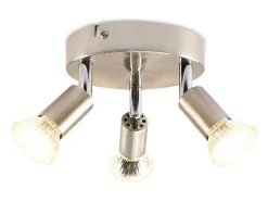 NETTLIFE Plafón-Plafonario LED GU10 - 3 Luces de Techo Redondas Modernas, Luces de Techo de 350° para Cocinas, Pasillos, Habitaciones y Salones - Sin Bombilla, Cromado Plateado