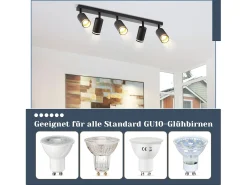 NETTLIFE Plafonario moderno de 5 focos: plafonario , foco GU10 giratorio hasta 355°, interior de metal, para cocina, sala, dormitorio, sin bombilla. Negro Online