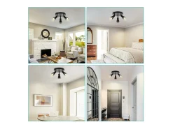 Discount NETTLIFE Plafonario moderno: 3 focos de techo orientables de metal, plafonario GU10, para habitación, comedor, sin bombilla. Negro