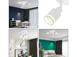 Hot NETTLIFE Plafonero moderno: 3 focos orientables del techo de metal, plafonero GU10, para habitación, comedor, sin bombilla. Blanco