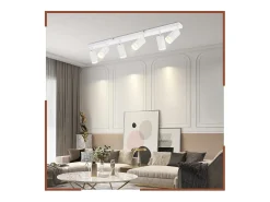 Best NETTLIFE Plafonero de 6 focos moderno: plafonero con foco GU10 giratorio hasta 355° de metal para interiores, para cocina, salón, dormitorio, sin bombilla. Blanco