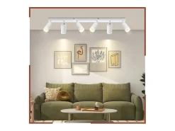 Best NETTLIFE Plafonero de 6 focos moderno: plafonero con foco GU10 giratorio hasta 355° de metal para interiores, para cocina, salón, dormitorio, sin bombilla. Blanco