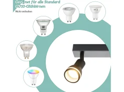 Clearance NETTLIFE Plafonero de 4 focos : plafonero metálico GU10 con focos giratorios para interiores, para cocina, oficina, salón y dormitorio, sin bombillas. Negro