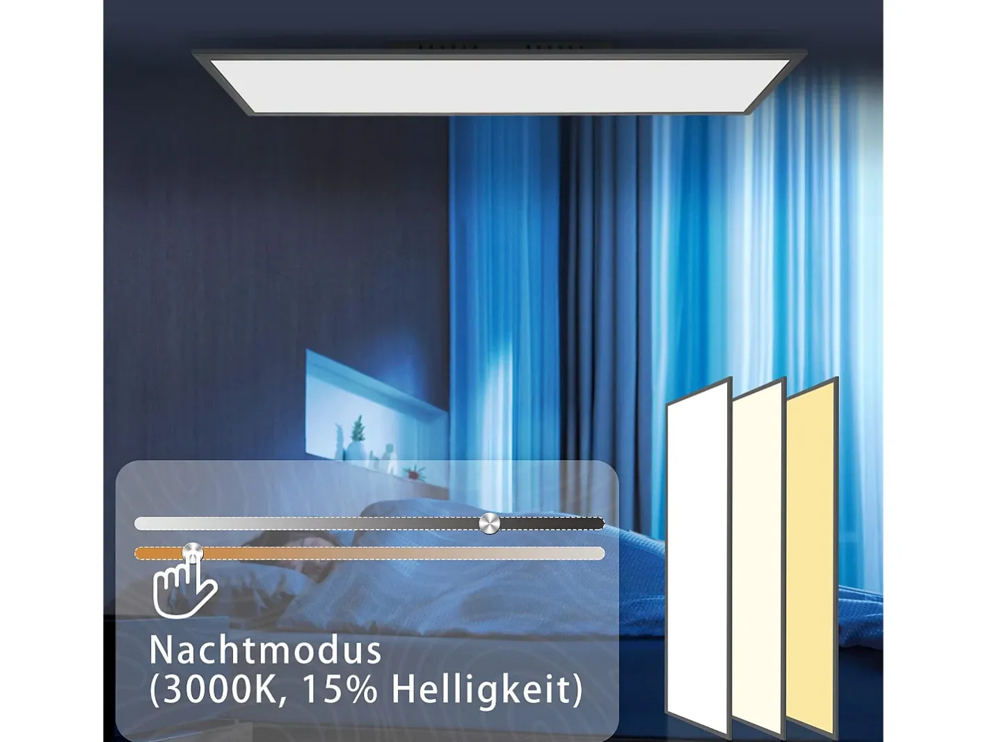 NETTLIFE Plafón-Plafonero LED 120 x 30 - Panel de techo de intensidad variable, lámpara de luz diurna larga, escritorio plano con mando a distancia, 40 W Negro