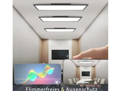 NETTLIFE Plafón-Plafonero LED 120 x 30 - Panel de techo de intensidad variable, lámpara de luz diurna larga, escritorio plano con mando a distancia, 40 W Negro