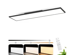 NETTLIFE Plafón-Plafonero LED 120 x 30 - Panel de techo de intensidad variable, lámpara de luz diurna larga, escritorio plano con mando a distancia, 40 W Negro
