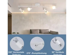 Best NETTLIFE Plafonero LED de 4 bombillas GU10, plafonero moderno con luz de punto para interiores, . Blanco