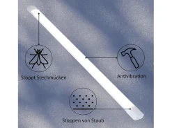 NETTLIFE Plafonero LED de 120 cm y 36 W, tubo de luz para habitaciones húmedas, 4000 K, lámpara para bodega, neutro, ángulo de haz largo de 180°. Blanco