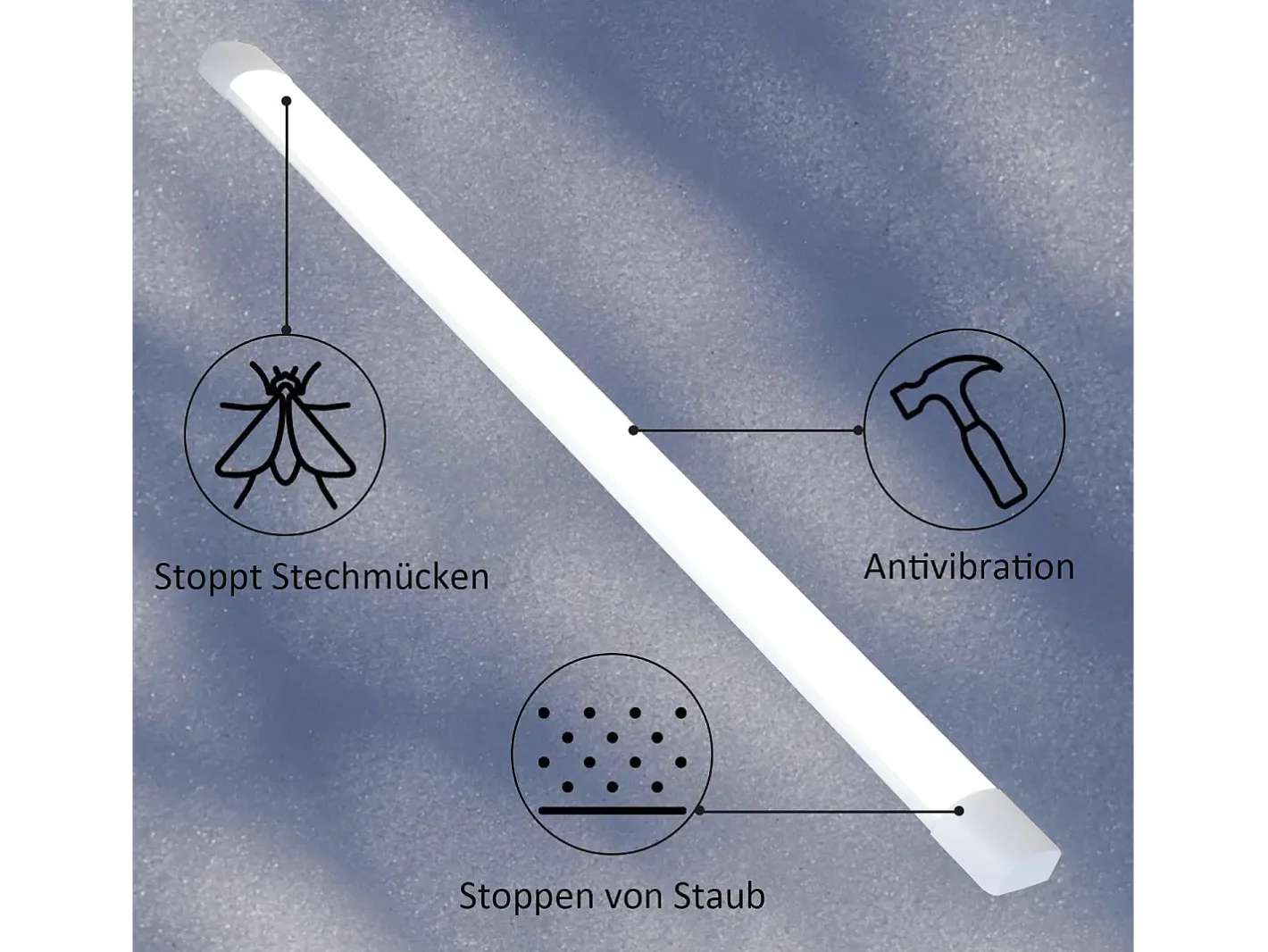 NETTLIFE Plafonero LED de 120 cm y 36 W, tubo de luz para habitaciones húmedas, 4000 K, lámpara para bodega, neutro, ángulo de haz largo de 180°. Blanco