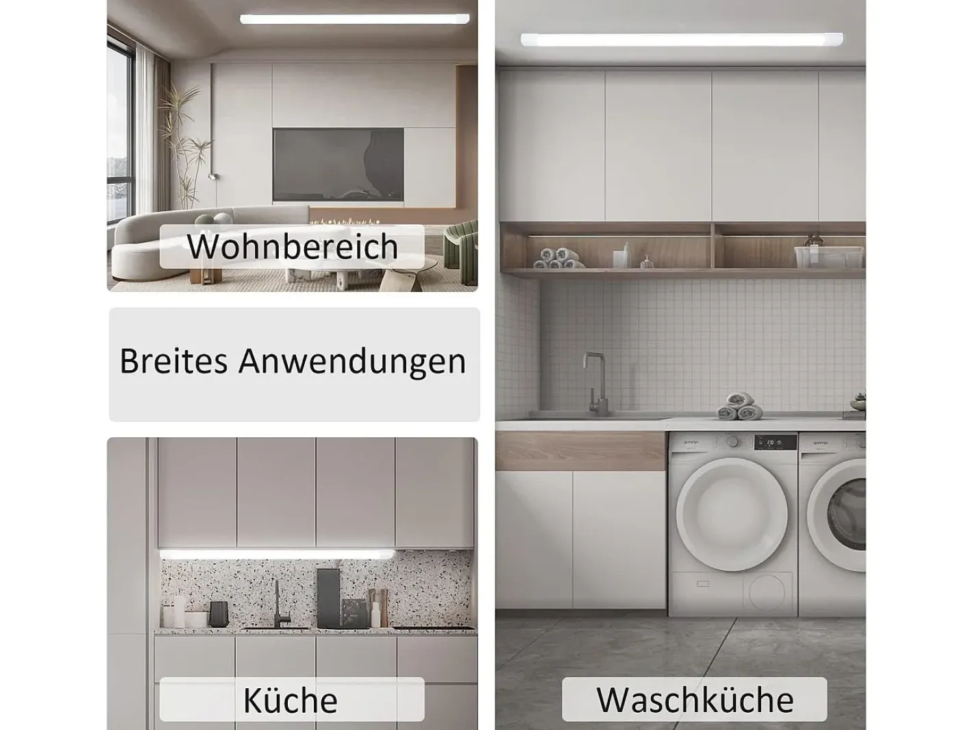 NETTLIFE Plafonero LED de 120 cm y 36 W, tubo de luz para habitaciones húmedas, 4000 K, lámpara para bodega, neutro, ángulo de haz largo de 180°. Blanco