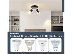 NETTLIFE Plafonero LED GU10 - 2 Luces de Techo Redondas Modernas, Luces de Techo de 350° para Cocinas, Pasillos, Dormitorios y Salones - Sin Bombilla, . Negro Sale
