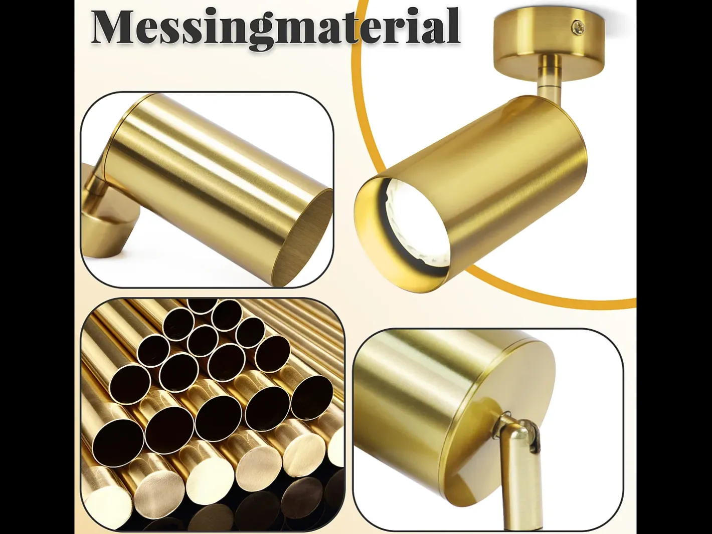 NETTLIFE Plafonero LED GU10 de techo, con spotlight rotativo 330°, metal, estilo vintage retro. Bronce Best