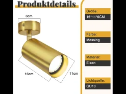 NETTLIFE Plafonero LED GU10 de techo, con spotlight rotativo 330°, metal, estilo vintage retro. Bronce Best