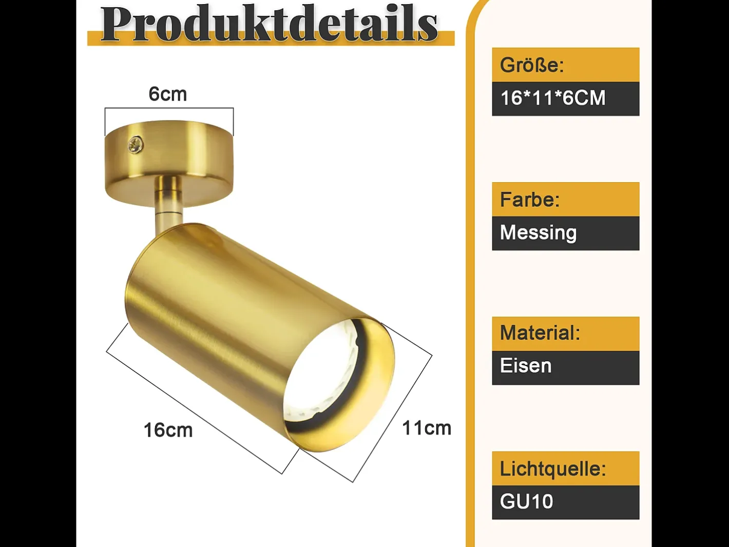 NETTLIFE Plafonero LED GU10 de techo, con spotlight rotativo 330°, metal, estilo vintage retro. Bronce Best