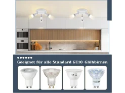 NETTLIFE Plafón-Plafonero LED GU10 - 3 focos redondos modernos para techo, focos para techo de 350° para cocinas, pasillos, dormitorios y salones - sin bombilla blanca Blanco