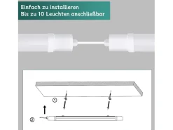 NETTLIFE Plafón-. Plafonero LED para ambiente húmedo, luz de 120 cm, plafonero de 36 W, IP65. Tubo fluorescente de luz para bañera de 5000 K. Blanco