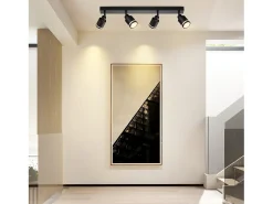 Best NETTLIFE Plafonero moderno: 4 focos orientables de techo de metal, plafonero GU10, para habitación, comedor, sin bombilla. Negro