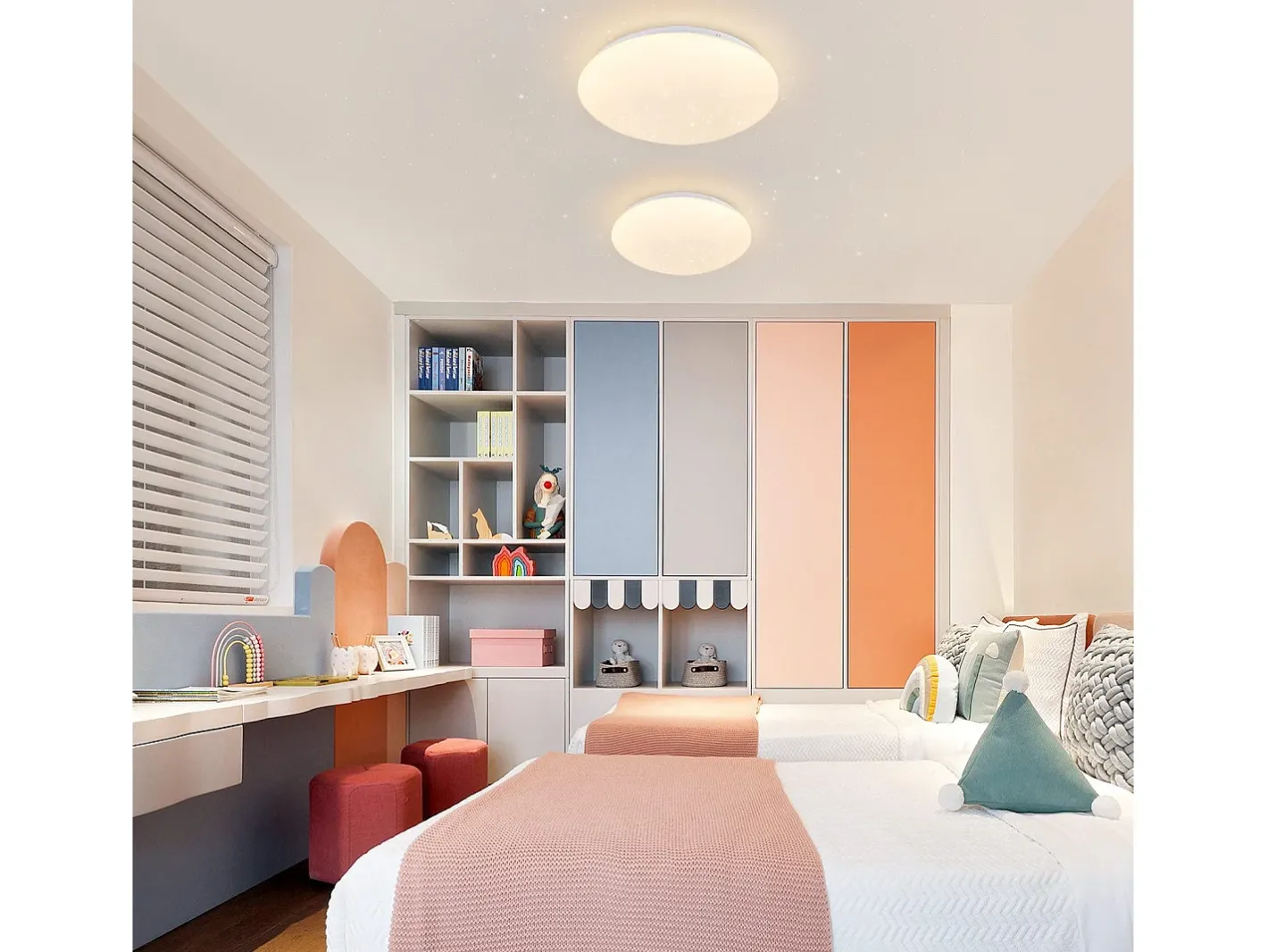 NETTLIFE Plafón-Segunda lámpara de techo LED para dormitorio, cocina, 5W, 3000K, Ø 16,5 cm, cálido, pasillo, habitación infantil. Blanco