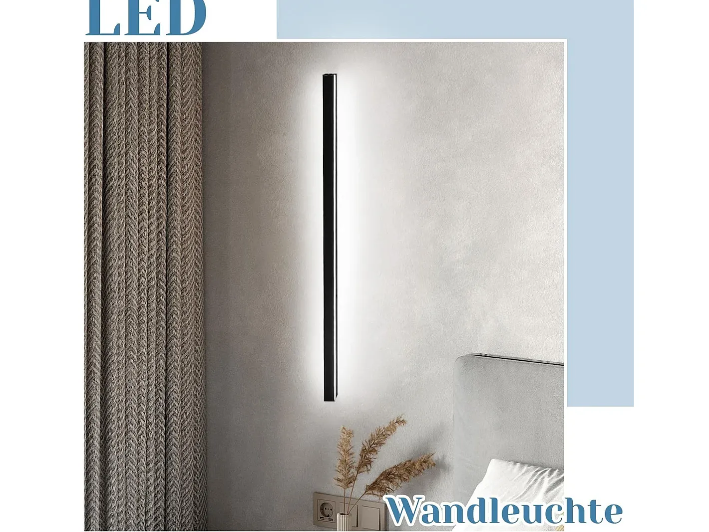 NETTLIFE Aplique Para Pared-Set de 2 apliques de pared para interior 100CM aplique de pared moderno pasillo 32W Negro