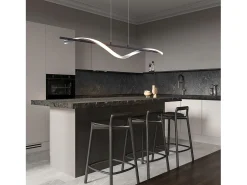 NETTLIFE , soporte moderno de LED regulable, 22 W, de color plateado, diámetro de 100 cm, de aluminio, diseño ondulado, altura ajustable para comedor y dormitorio. Negro Outlet