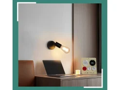 NETTLIFE Spot E27 lámpara de pared vintage negra lámpara de cocina giratoria de 350° para salón, dormitorio máx.40 W Negro Clearance