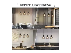 NETTLIFE Suspensión con 3 llamas, suspensión metálica industrial negra, LED E27, metálica. Negro Outlet