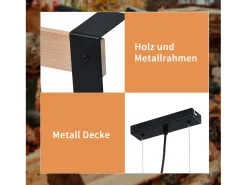 Online NETTLIFE Suspensión de lámpara para comedor vintage de madera negra E27, 5 llamas, mesa para comer industrial. Negro