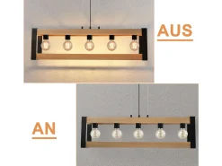 Online NETTLIFE Suspensión de lámpara para comedor vintage de madera negra E27, 5 llamas, mesa para comer industrial. Negro