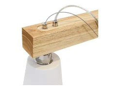 NETTLIFE Lámpara Suspendida-. Suspensión de madera, 3 llamas, caliente vintage, regulable en altura, bombilla E27, máxima 25 W. Blanco