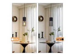 Discount NETTLIFE Suspensión lámpara de suspensión negra E27 para cocina, vidrio , metal, 1 bombilla industrial moderna Negro