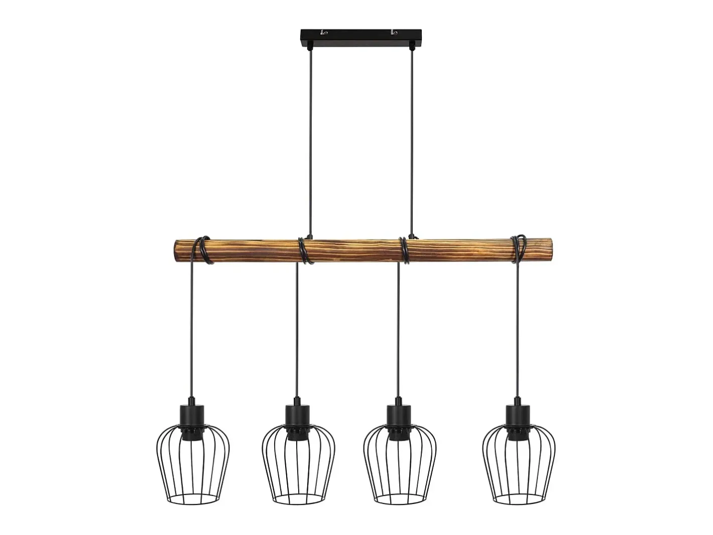 NETTLIFE Suspensión retro, lámpara de suspensión vintage de madera industrial negra E27. Marru00f3n