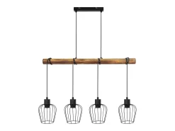 NETTLIFE Suspensión retro, lámpara de suspensión vintage de madera industrial negra E27. Marru00f3n