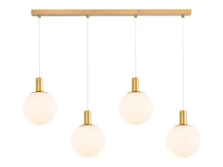 Clearance NETTLIFE Suspensiones de vidrio E27, Suspensión de 4 luces, colgante, Altura regulable, Lámpara colgante moderna Blanco