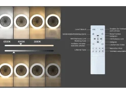 NETTLIFE Plafón-Ventilador de techo LED con control remoto, silencioso, 48,5cm, ajustable, temporizador, cristal, para salón/dormitorio. Blanco