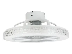 NETTLIFE Plafón-Ventilador de techo LED con control remoto, silencioso, 48,5cm, ajustable, temporizador, cristal, para salón/dormitorio. Blanco
