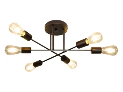NETTLIFE Vintage - Lámpara de techo con 6 bombillas E27, salón industrial, , retro, para dormitorio - Lámpara, estilo rústico, lámpara para mesa del comedor. Negro Discount
