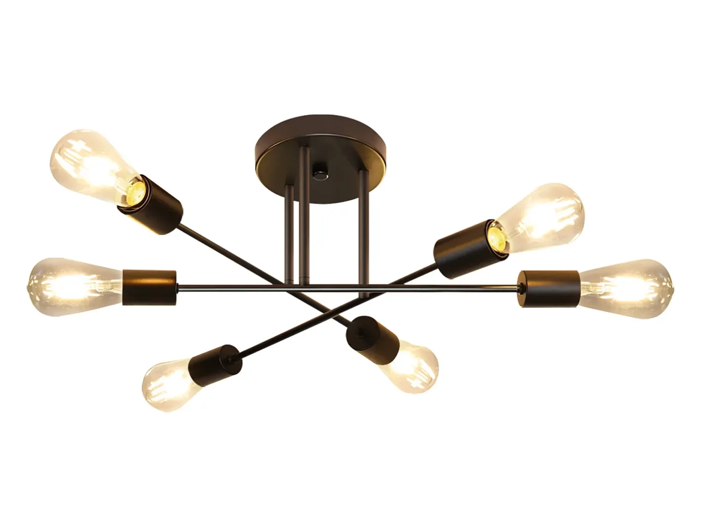 NETTLIFE Vintage - Lámpara de techo con 6 bombillas E27, salón industrial, , retro, para dormitorio - Lámpara, estilo rústico, lámpara para mesa del comedor. Negro Discount