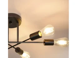 NETTLIFE Vintage - Lámpara de techo con 6 bombillas E27, salón industrial, , retro, para dormitorio - Lámpara, estilo rústico, lámpara para mesa del comedor. Negro Discount