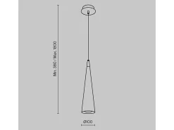 Maytoni Lámpara Suspendida-Nevill Lámpara Colgante de Techo Slim Negra, 1 Luz, GU10 Negro
