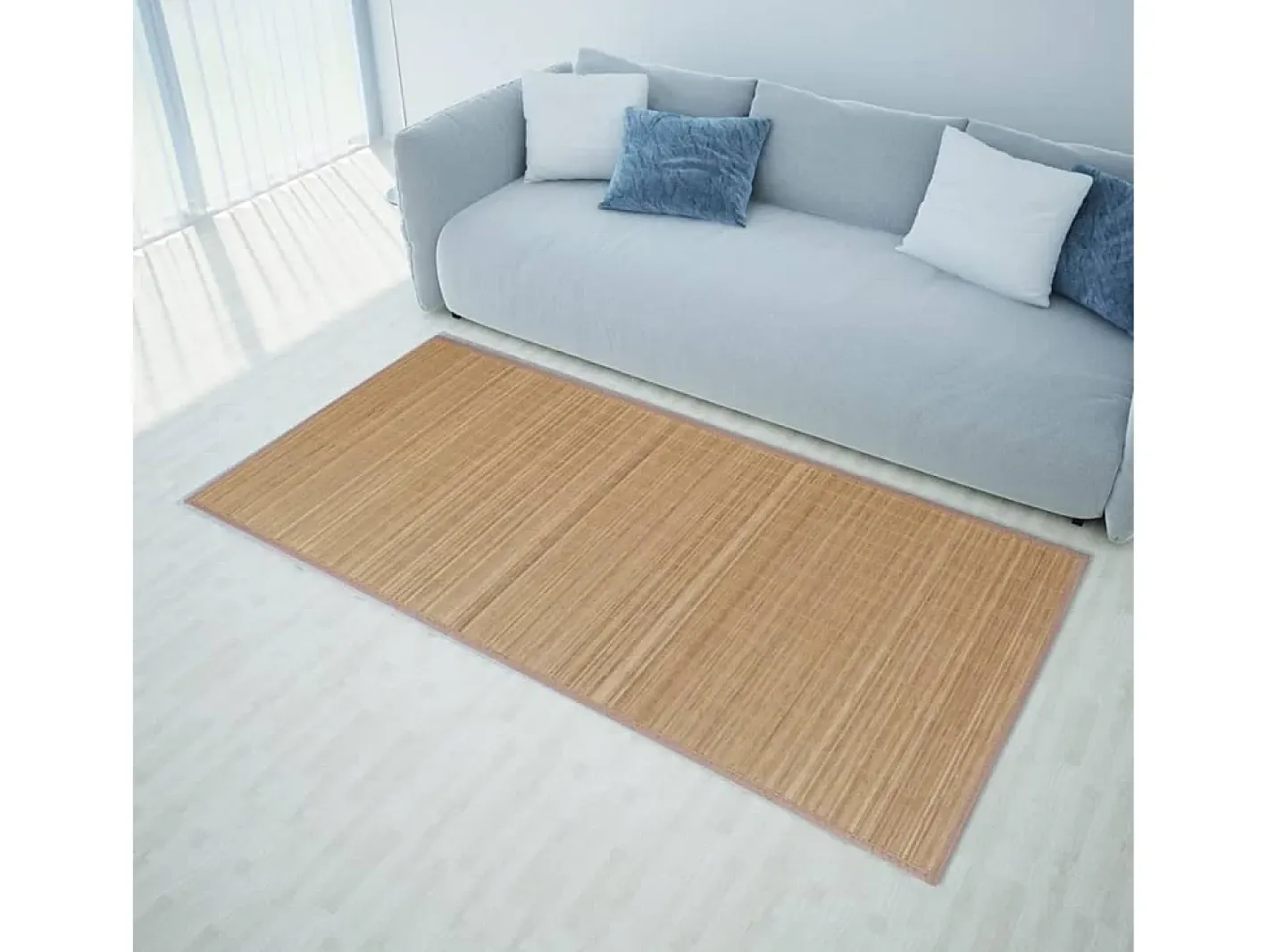 Online Garden Furniture Noisiel Alfombra rectangular de bambú marrón 150 x 200 cm Marru00f3n