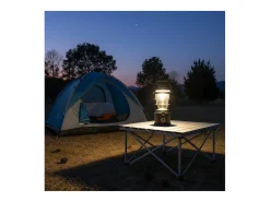 New O'Camp Linterna de camping - - 12 LED de iluminación - Mango + brújula incluidos Negro
