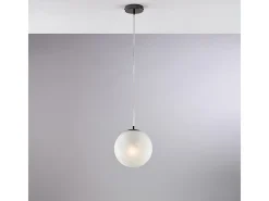 Lámpara Suspendida-Olaf Lámpara colgante en hierro bronceado 1 luz con esfera dm.20 130 Ø20 BL294-S1-NR Plateado