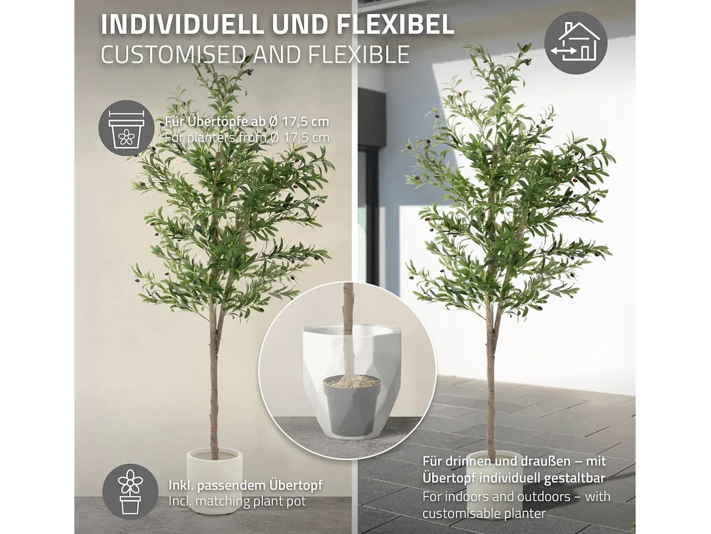ML-DESIGN Planta Artificial-Olivo artificial Plantas artificiales Árbol artificial Planta artificial en mace Verde