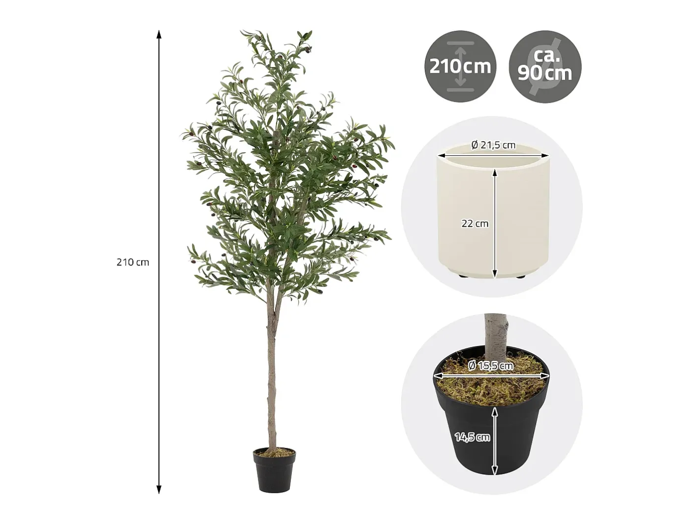 ML-DESIGN Planta Artificial-Olivo artificial Plantas artificiales Árbol artificial Planta artificial en mace Verde