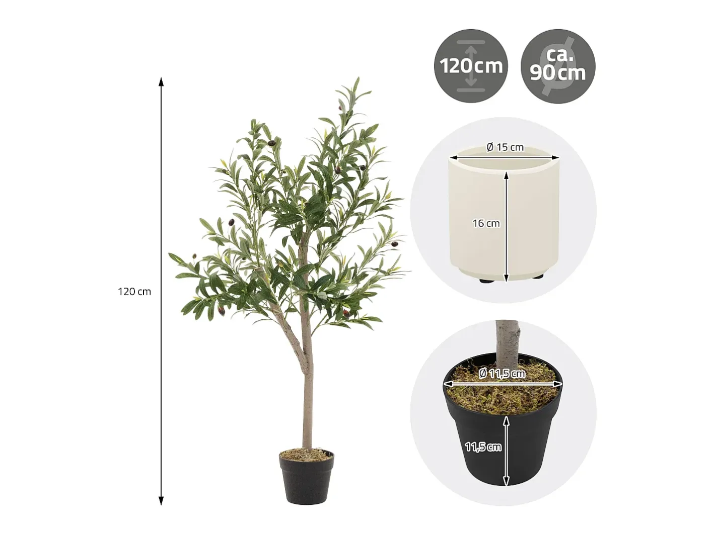 Sale ML-DESIGN Olivo artificial Plantas artificiales Árbol artificial Planta artificial en mace Verde