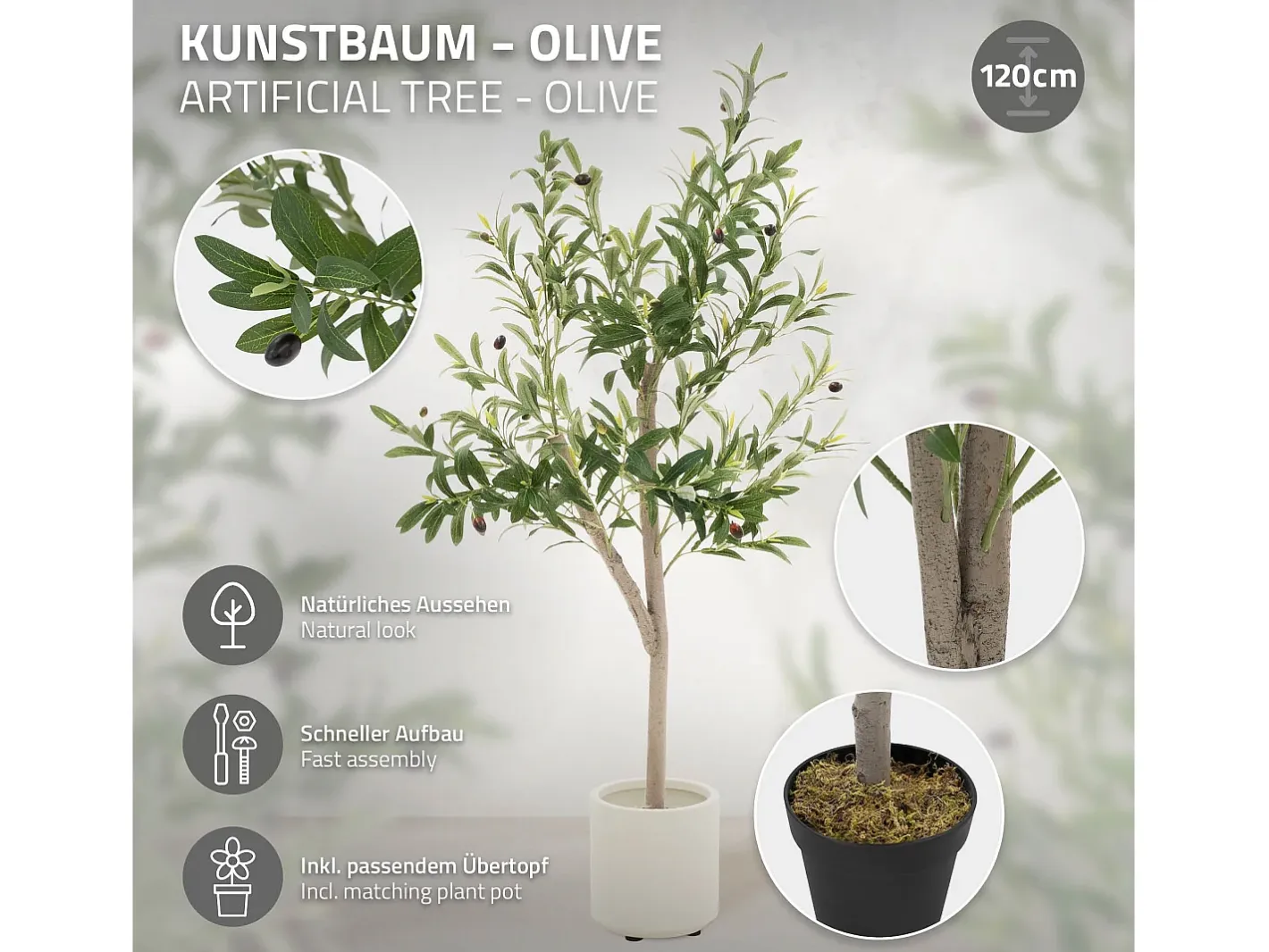 Sale ML-DESIGN Olivo artificial Plantas artificiales Árbol artificial Planta artificial en mace Verde