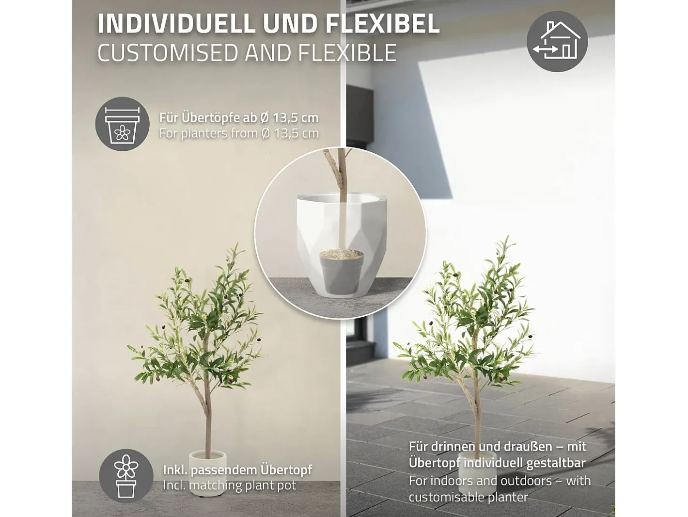 Sale ML-DESIGN Olivo artificial Plantas artificiales Árbol artificial Planta artificial en mace Verde