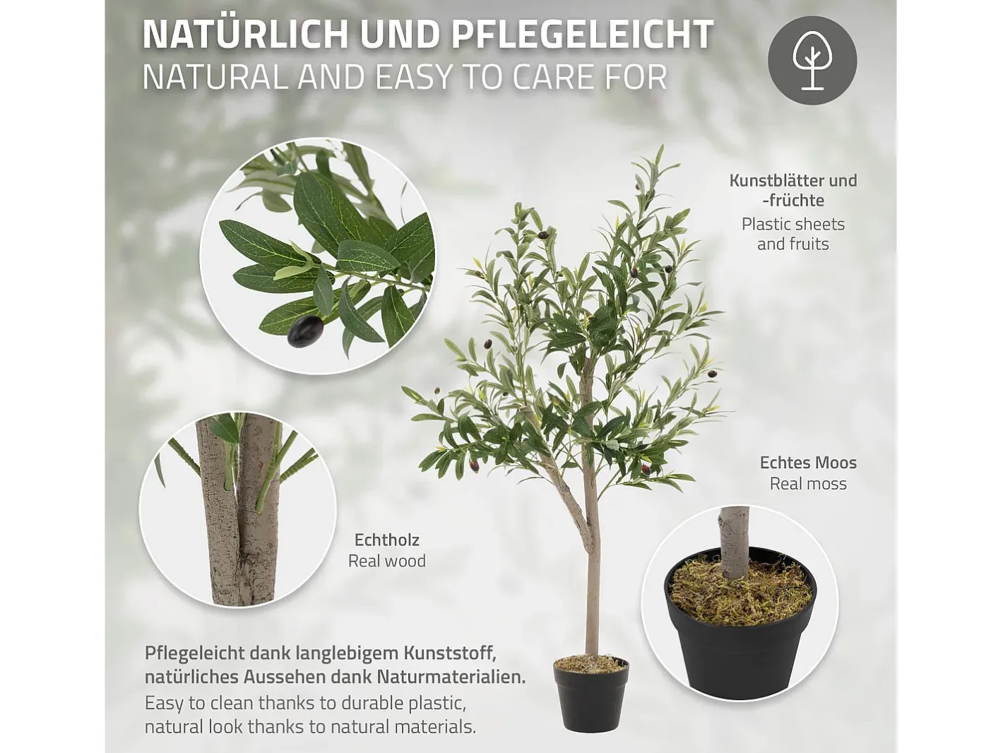 Sale ML-DESIGN Olivo artificial Plantas artificiales Árbol artificial Planta artificial en mace Verde